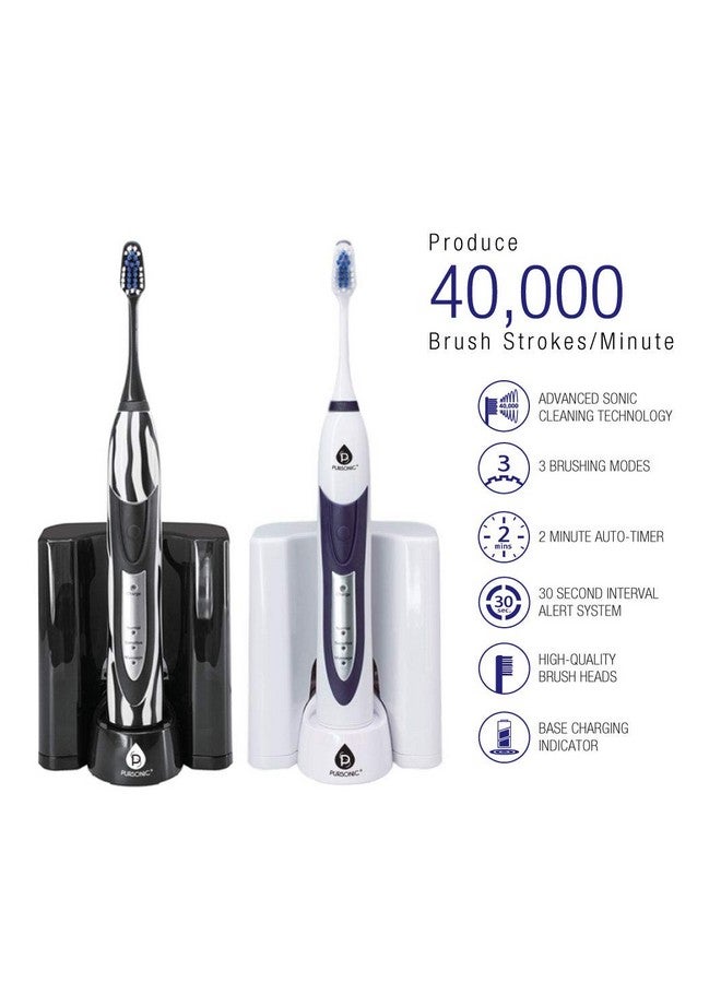 Pursonic S520 Rechargeable Sonic Toothbrush Includes 20 Accessories: 12 Brush Heads & More Black - Image 3