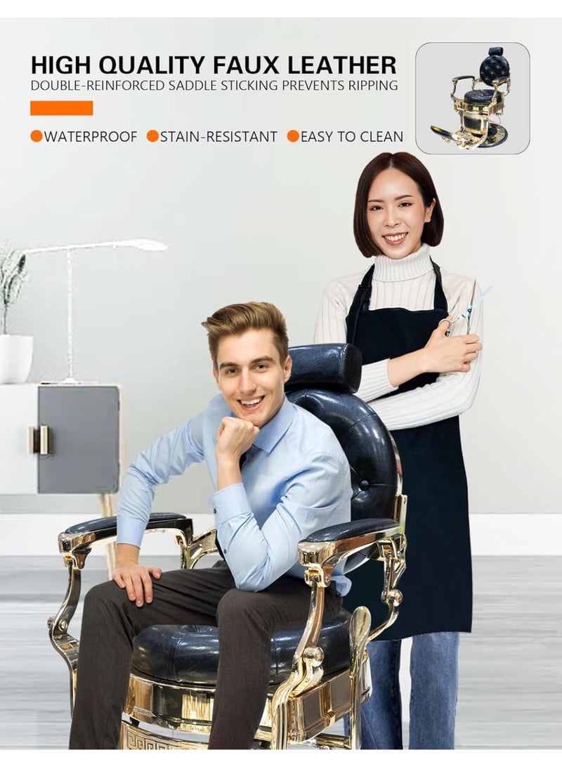 Meishida Barber Chair Heavy Duty Metal Frame, Large Pump Hydraulic, Swivel & Reclining Chair, Men's Hair Styling, Hair Cutting Salon Chair (Gold-black)  - Image 2