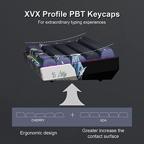 HITIME XVX 60% Gaming Keyboard, RGB 3-Modes Wireless Mechanical Keyboard, Mini 60 Percent Gamer Keyboard with Hot-Swappable Pre-lubed Linear Switch for Windows & Mac (Great Wave Off Kanagawa), M61 Pro - Image 5