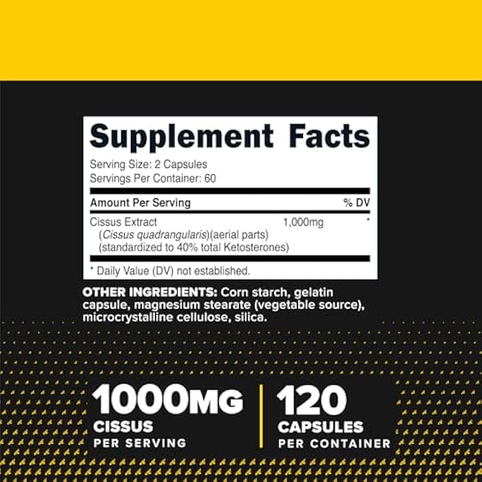 Primaforce مستخلص سيصوس كوادرانغولاريس من برايمفورس، 120 كبسولة، 1000 ملغ لكل حصة - خالي من الغلوتين، غير معدل وراثيًا - Image 2