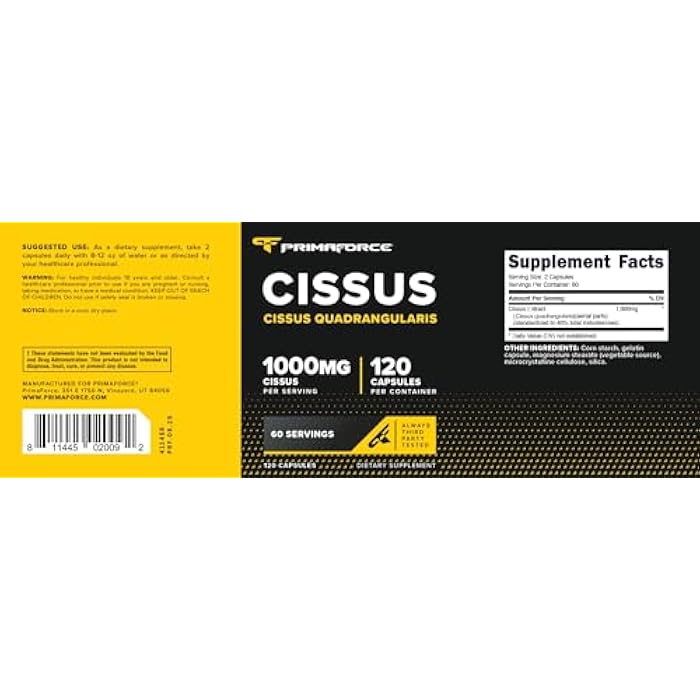 Primaforce مستخلص سيصوس كوادرانغولاريس من برايمفورس، 120 كبسولة، 1000 ملغ لكل حصة - خالي من الغلوتين، غير معدل وراثيًا - Image 5
