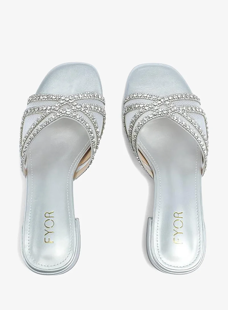 Fyor  Stylish Ornate Metallic Block Heel  AJ 021 for Women | Best Price UAE