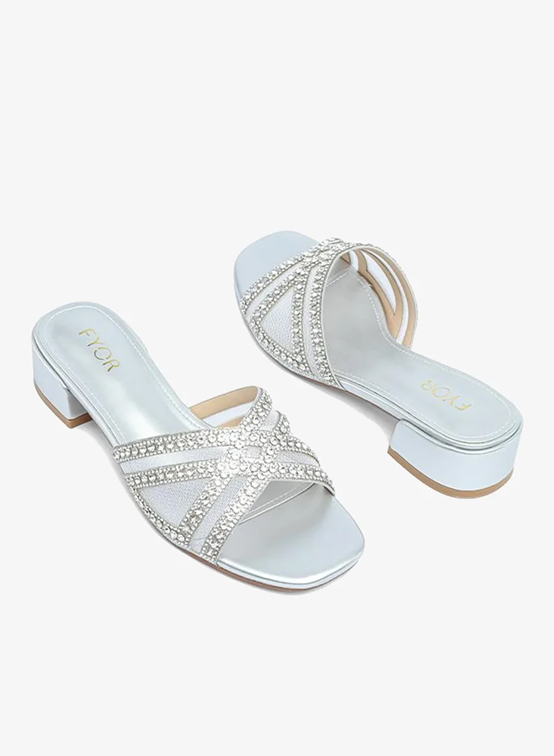 Fyor  Stylish Ornate Metallic Block Heel  AJ 021 for Women | Best Price UAE