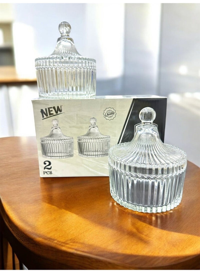 Green Apple 2pes Date Bowl With Lid Glass - Image 1