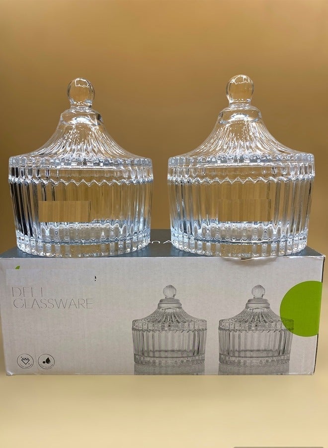 Green Apple 2pes Date Bowl With Lid Glass - Image 3