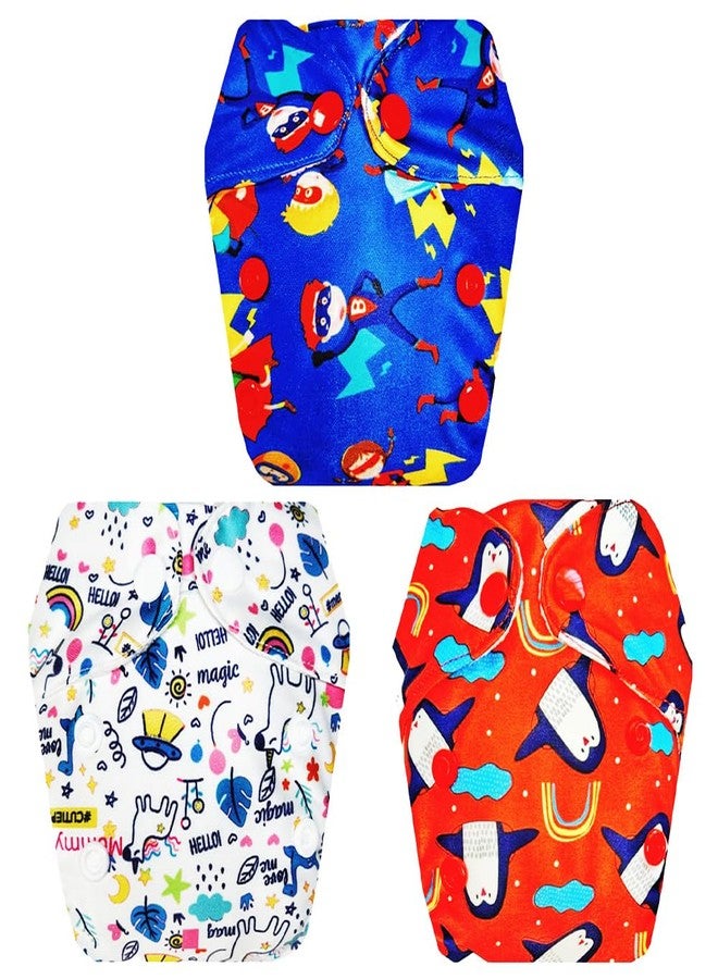Dumbledo Premium Newborn Cloth Diaper with Integrated Insert (Pack of 3) | Hypoallergenic | Reusable & Washable | Adjustable Snaps | Everyday Diapering Essential | 0 - 4 Months | Unisex Baby - Image 1