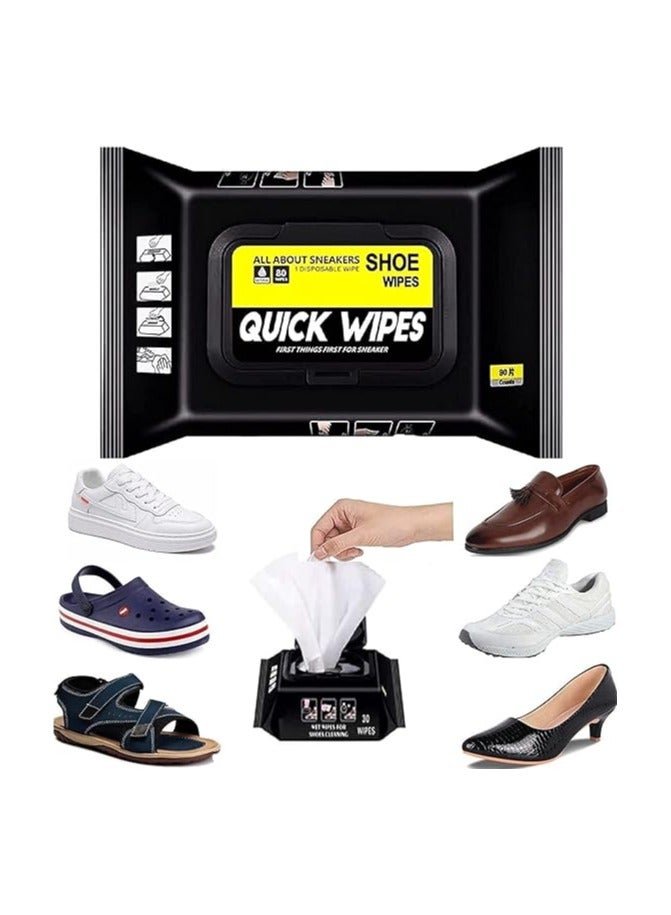 Shoe Cleaner Wipes 80 Pcs Portable Sneakers Cleaner Shoe Wipes Quickly Remove Dirt & Stains, Sneakers Cleaning Kit for Most Footwear Pack of 1 - Image 1
