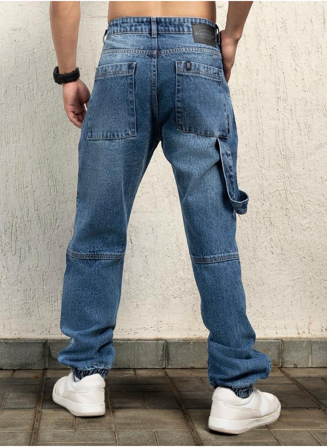 Hubberholme Mid Rise Relaxed Fit Cut & Sew Panel Jeans by Styli  - Image 2