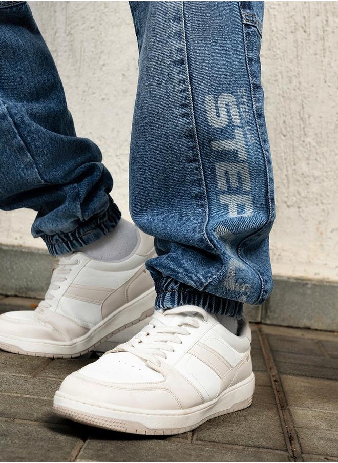 Hubberholme Mid Rise Relaxed Fit Cut & Sew Panel Jeans by Styli  - Image 3