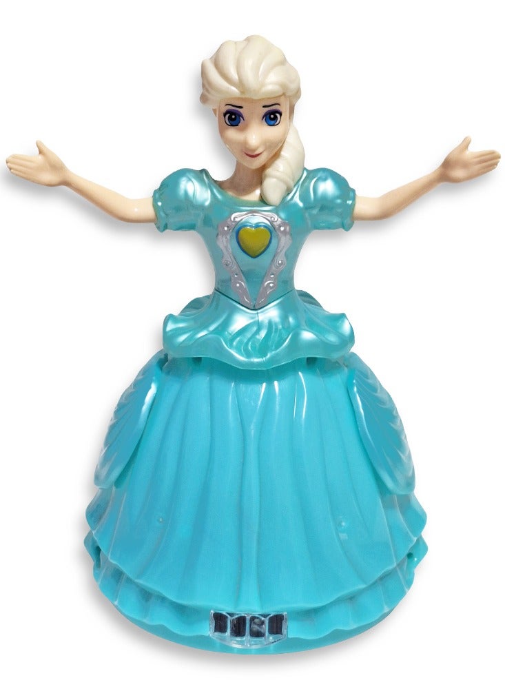 Frozen Elsa Musical Toys 360 Degree Rotating Dancing Doll Princess Girl Battery Operated Flashing Lights with Music Sound Toy - Image 1