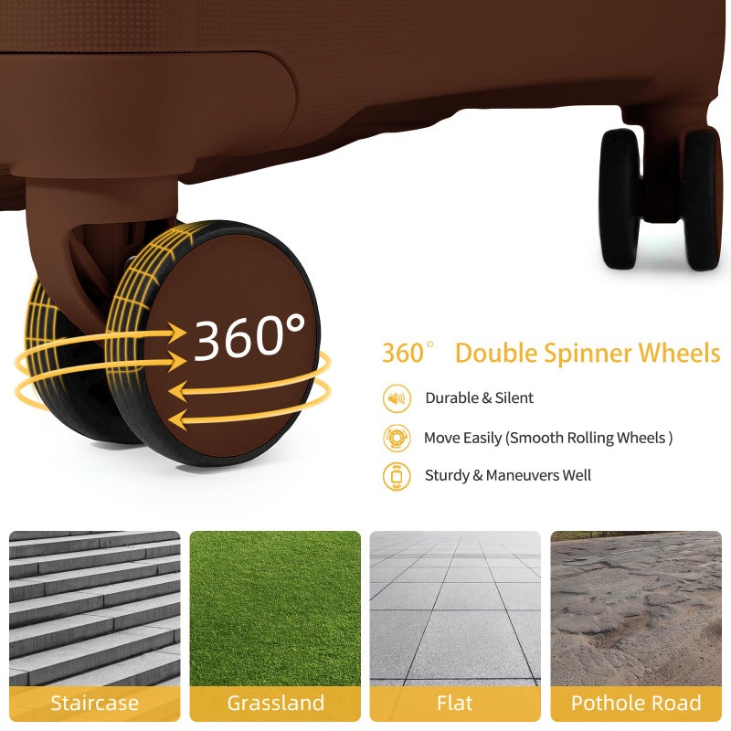 LARVENDER Luggage Sets 3 Piece, Hardside PP Carry On Suitcase with 360Â° Spinner Wheels TSA Lock Luggage Sets for Women, Maple - Image 5