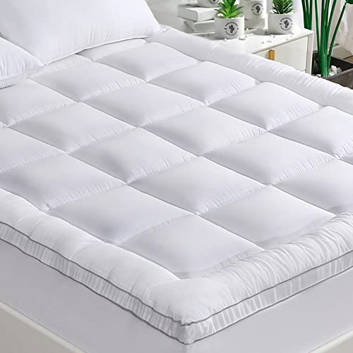 GRT Pillowtop Mattress Topper King Size Rayon from Bamboo Mattress Cover Padded with 900gsm 3D Snow Down Alternative Filling Extra Thick Mattress Pad King for Back Pain
