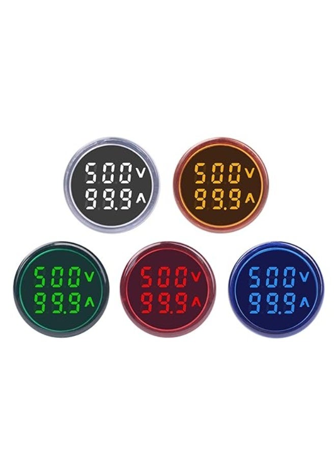 Melfi Digital Dual Voltmeter Ammeter Ampere Voltage Current Meter Indicator Signal Warning Lights | Easy Reading Realtime Current Flow 0-100A & Voltage 50-500V with 22mm Hole Dia (BLUE, 22mm) - Image 3