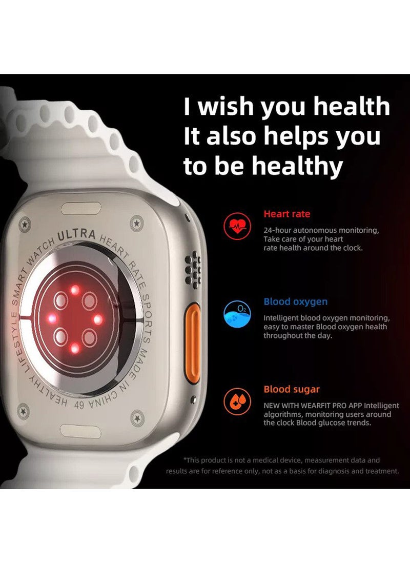 BSNL Unisex HW8 Series 8 Ultra Max Smartwatch 49mm Health & Fitness Watch Black With 3 Straps In Assorted Colors