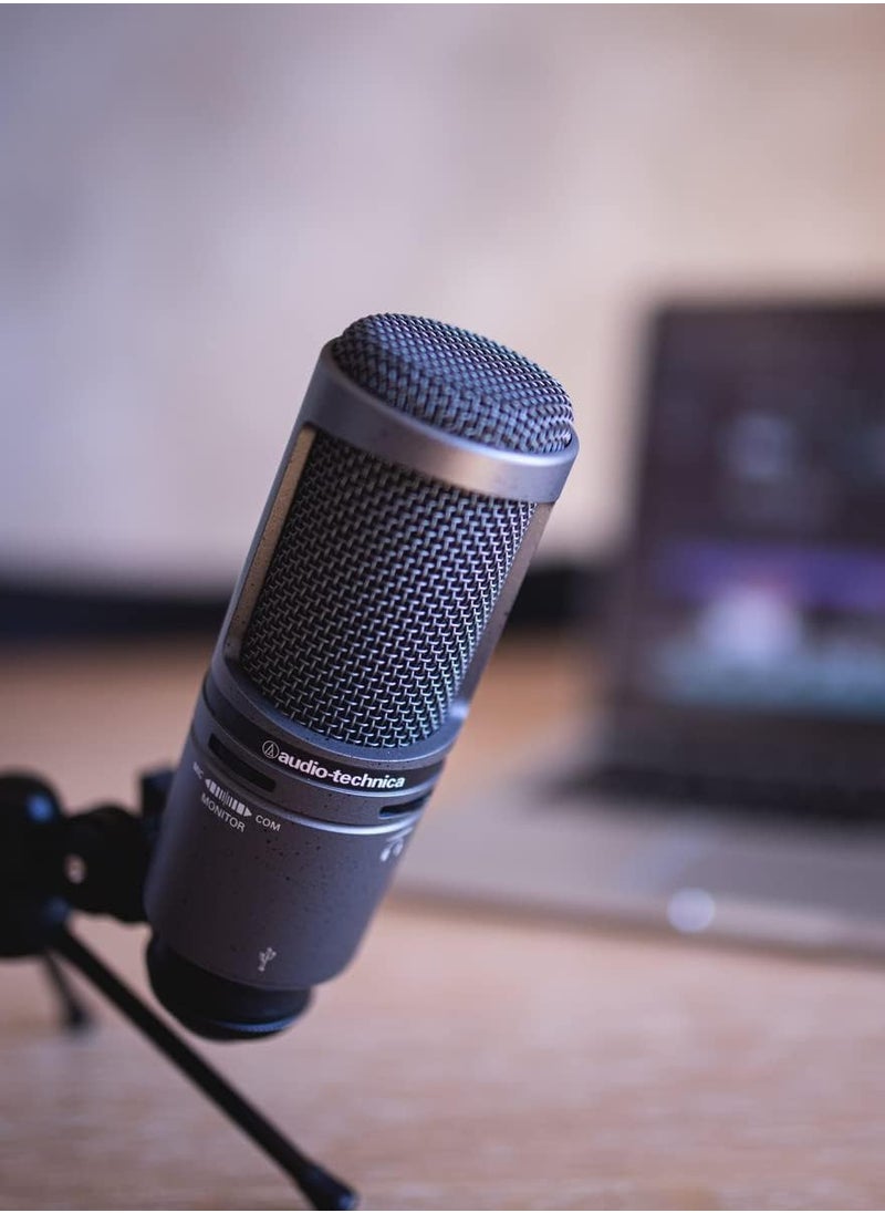 audio-technica - Audio-Technica AT2020USB+ Cardioid Condenser Microphone (USB connection) for voiceover, podcasting, streaming and recording - Image 1