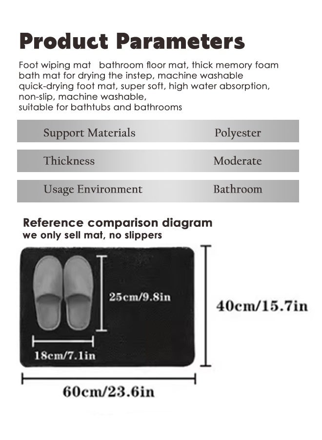 Bath Rug Mat Washable Bath Mats  Thick Soft Absorbent Chenille, Quick Dry Microfiber Mats, Rubber Backing Washable Shower Floor Rugs, Bathmat Runner,  Bathroom Home Decor Accessories 40*60CM White - Image 2