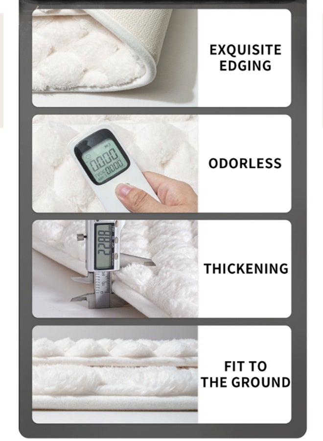 Bath Rug Mat Washable Bath Mats  Thick Soft Absorbent Chenille, Quick Dry Microfiber Mats, Rubber Backing Washable Shower Floor Rugs, Bathmat Runner,  Bathroom Home Decor Accessories 40*60CM White - Image 3