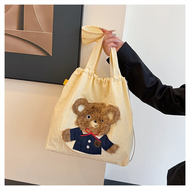 Cute Embroidered Lightweight All-Match Artistic Shoulder Cloth Bag Tote Bag Lazy Large Capacity Commuting New Handheld Crossbody - Image 4