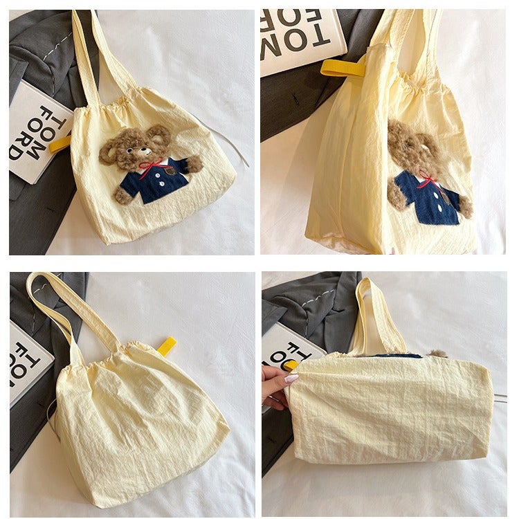 Cute Embroidered Lightweight All-Match Artistic Shoulder Cloth Bag Tote Bag Lazy Large Capacity Commuting New Handheld Crossbody - Image 3
