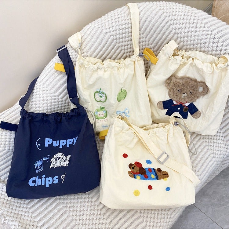 Cute Embroidered Lightweight All-Match Artistic Shoulder Cloth Bag Tote Bag Lazy Large Capacity Commuting New Handheld Crossbody - Image 2