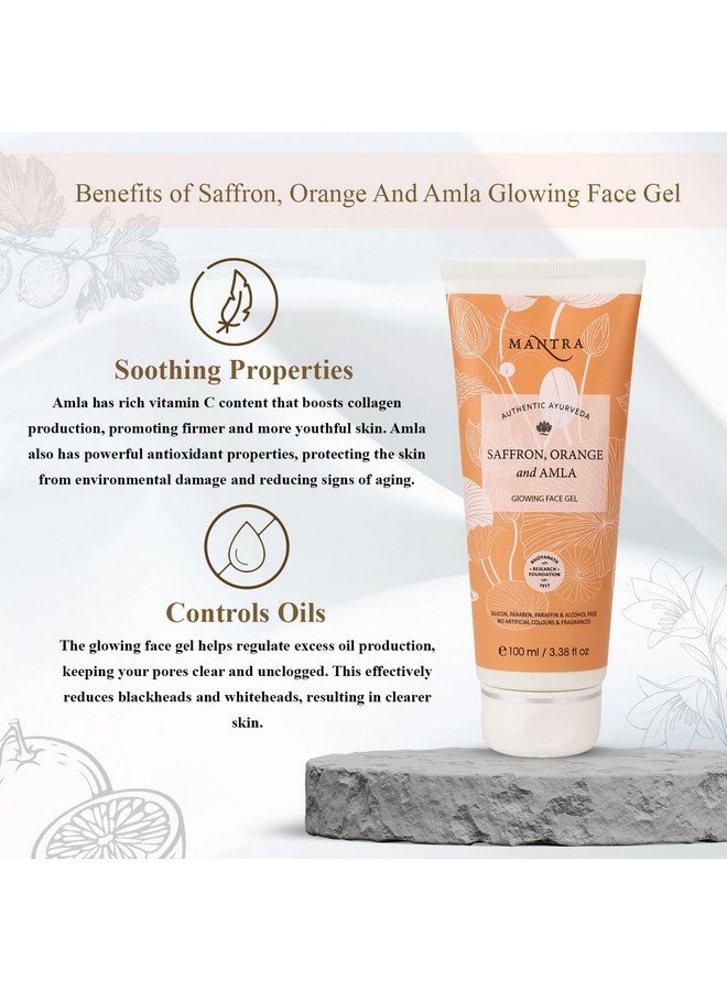Mantra Herbal Saffron, Orange And Amla Glowing Face Gel - 100 ml | Helps to Reduce Tanning, Pigmentation, Spots and Marks on Face - Image 2