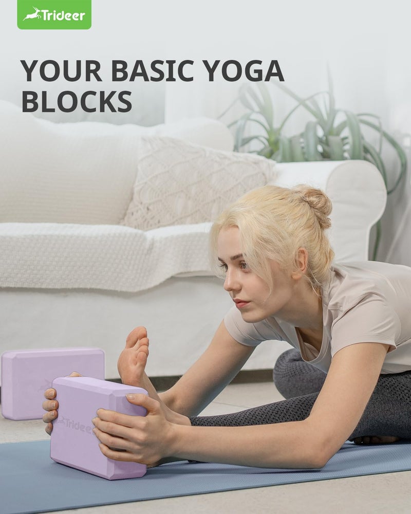 Trideer Yoga Block, Soft Non-Slip Surface Premium Foam Blocks, Supportive, Lightweight, Odor Resistant, Yoga Accessories for Pilates Meditation General Fitness Stretching Toning (Lavender-2 Pack) - Image 3