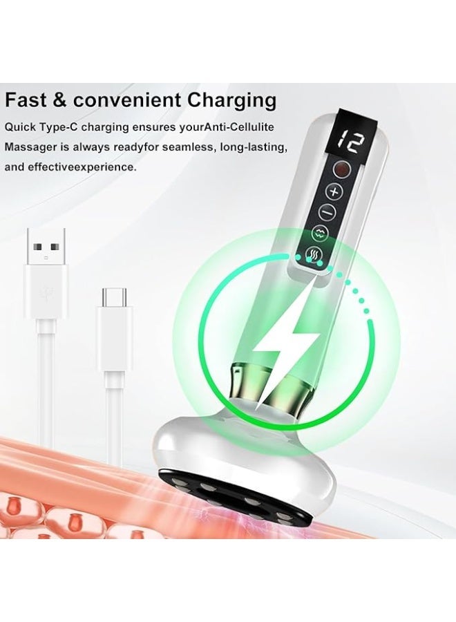 Funito Handheld Cellulite Massager,Cellulite Massager with 12 Suction Modes, Rechargeable & Cordless varially Massage Abdominal Belly Thighs Butt Neck at Home（White） - Image 5