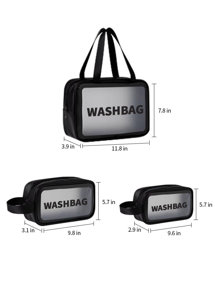 أوزيغالور طقم حقيبة مكياج 3 مقاسات حقيبة مستحضرات تجميل محمولة سوداء معلقة للسفر للفتيات للنساء - Image 2