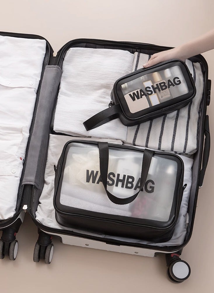 أوزيغالور طقم حقيبة مكياج 3 مقاسات حقيبة مستحضرات تجميل محمولة سوداء معلقة للسفر للفتيات للنساء - Image 5