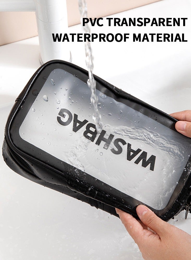 أوزيغالور طقم حقيبة مكياج 3 مقاسات حقيبة مستحضرات تجميل محمولة سوداء معلقة للسفر للفتيات للنساء - Image 4