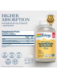 Magnesium Glycinate, New & Improved Fully Chelated Bisglycinate With Bioperine, High Absorption Formula, Stress, Bones, Muscle & Relaxation Support, 240 Veg caps