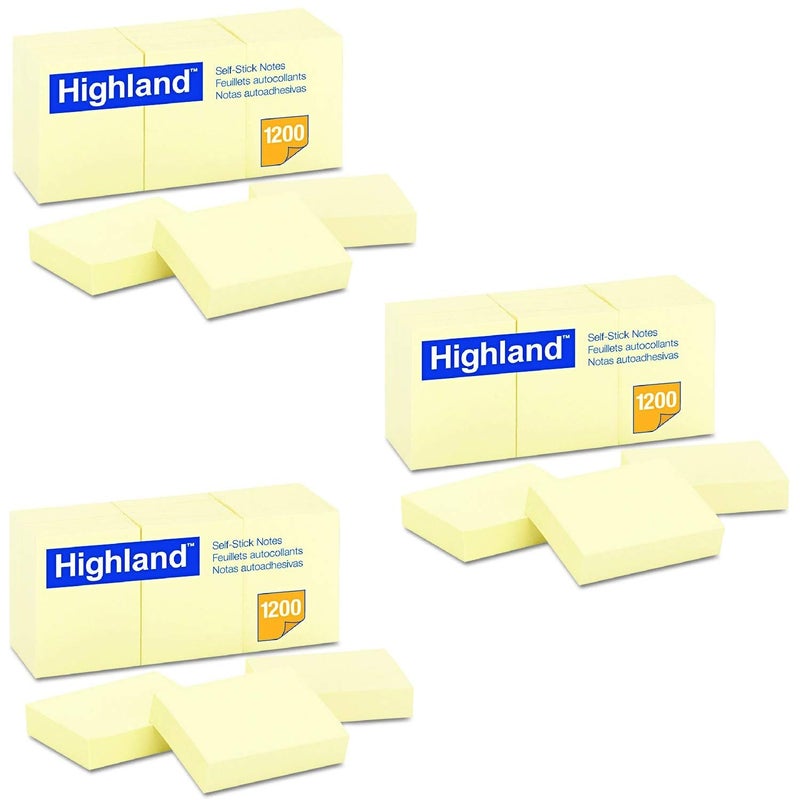 Highland 6539YW Self-Stick Notes, 1 1/2 x 2, Yellow, 100-Sheet (Pack of 36) - Image 1