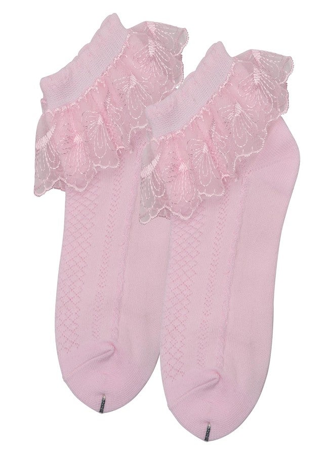 heartbury Cute and Colorful 100% Pure Cotton Baby Girls Frilly/Lace Socks For Girls-(Age 1-6Years) (4 Colors, 3-4Years) - Image 3