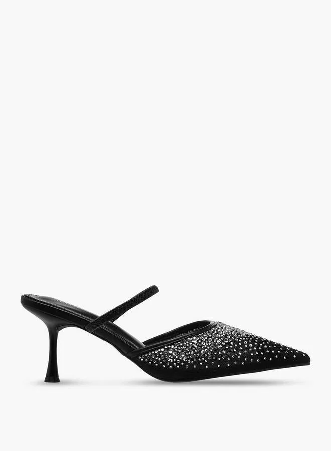 Flora Bella Women Embellished Flared Heel Mules