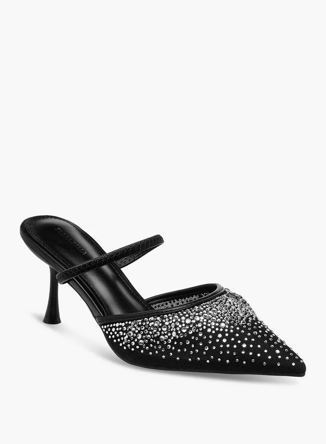 فلورا بيلا من شو إكسبرس Flora Bella Women Embellished Flared Heel Mules