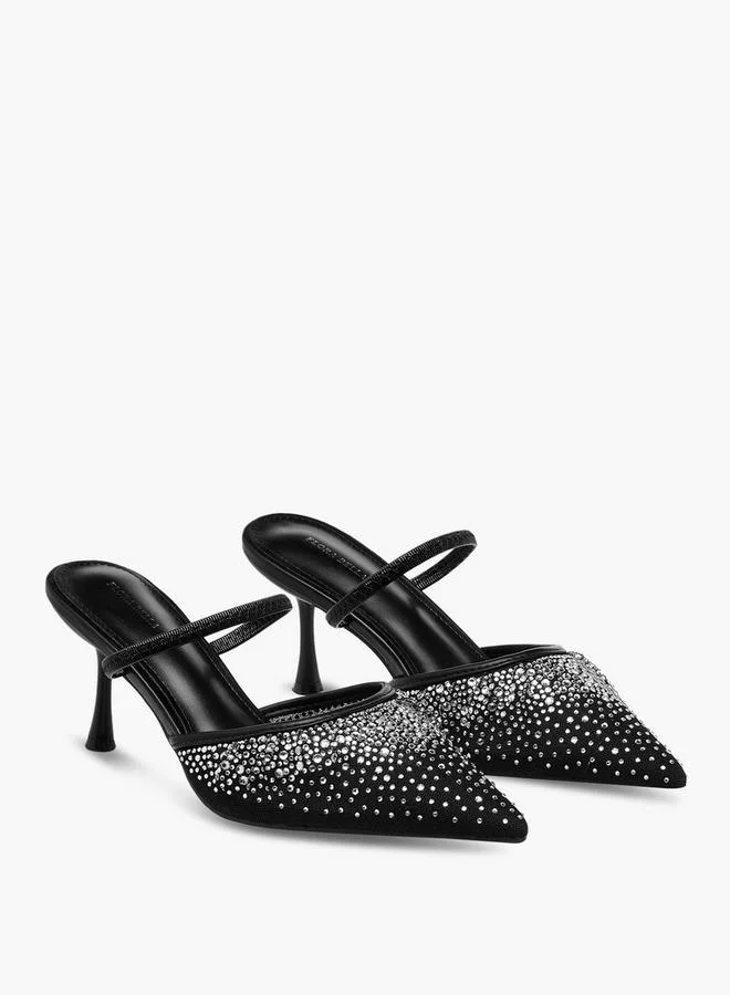فلورا بيلا من شو إكسبرس Flora Bella Women Embellished Flared Heel Mules
