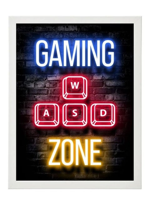 Gaming Zone Neon Wall Art Poster Frame 40x30cm