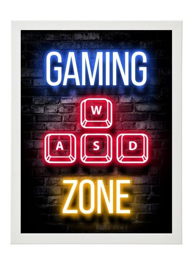 MEC - Gaming Zone Neon Wall Art Poster Frame 40x30cm - Image 1