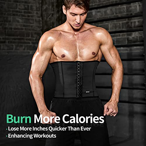 BVVU Waist Trainer for Men Waist Trimmer Tummy Control Sauna Sweat Belt Stomach Wrap Lower Belly Fat Back Support Black - Image 5