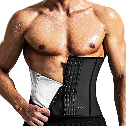 BVVU Waist Trainer for Men Waist Trimmer Tummy Control Sauna Sweat Belt Stomach Wrap Lower Belly Fat Back Support Black - Image 1