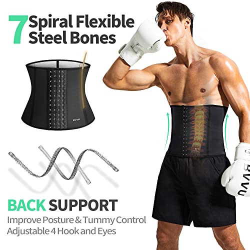 BVVU Waist Trainer for Men Waist Trimmer Tummy Control Sauna Sweat Belt Stomach Wrap Lower Belly Fat Back Support Black - Image 4
