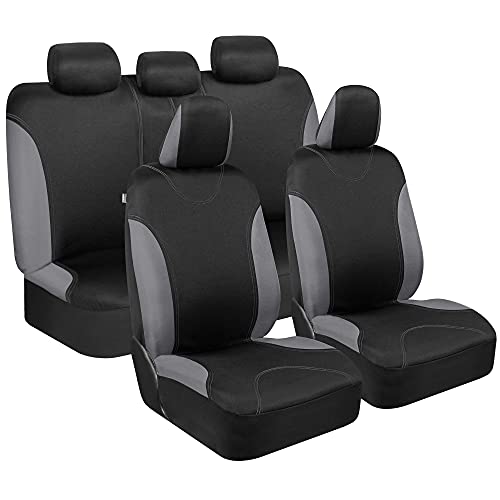 BDK UltraSleek Gray Seat Covers for Cars, Two-Tone Front Seat Covers with Matching Back Car Seat Cover, Made to Fit Most Auto Truck Van SUV, Interior Car Accessories, Car Seat Covers Full Set - Image 1