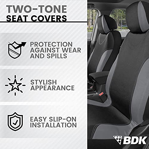 BDK UltraSleek Gray Seat Covers for Cars, Two-Tone Front Seat Covers with Matching Back Car Seat Cover, Made to Fit Most Auto Truck Van SUV, Interior Car Accessories, Car Seat Covers Full Set - Image 2