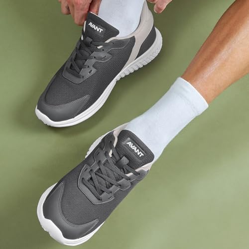 AVANT Men's Luxe Sports Shoes Cushioned Athletic Shoes with Bouncy Eva Outsole &Laces Training & Gym Shoes, Grey, 7 UK - Image 3