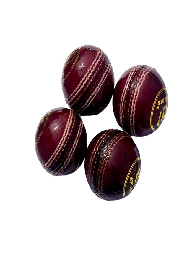 HYORTS Senior Official Hard & Seasoned 4 Pieces Leather Cricket Balls for Practice A Grade Handstitched Pack of 4 - Image 1