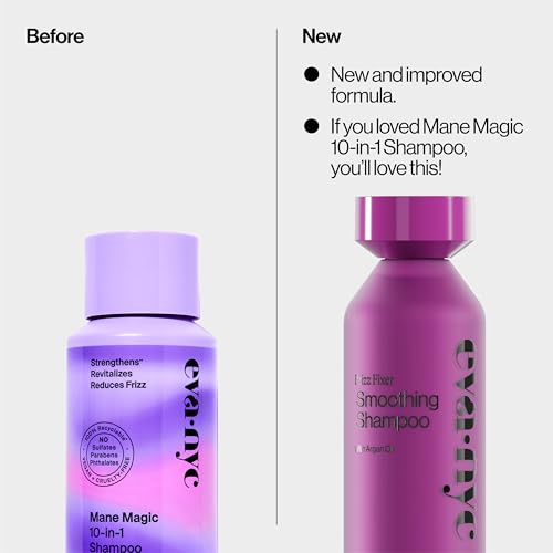 Eva NYC Anti-Frizz Shampoo with Argan Oil + Sunflower Seed Oil - Soft, Manageable, Shiny + Nourished Hair - For Frizzy, Medium to Thick Hair Types - Warm Vanilla Scent - 10 fl oz - Image 2