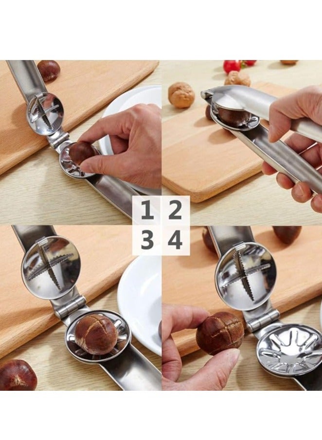 Nakhl Nutcracker Chestnut Clip,430 Stainless Steel Chestnut Cutter Tool Pistachio Nut Opener Macadamia Nut Knife,Walnut Opener,Metal Nut Opener Plier Multifunction Nutcracker - Image 4