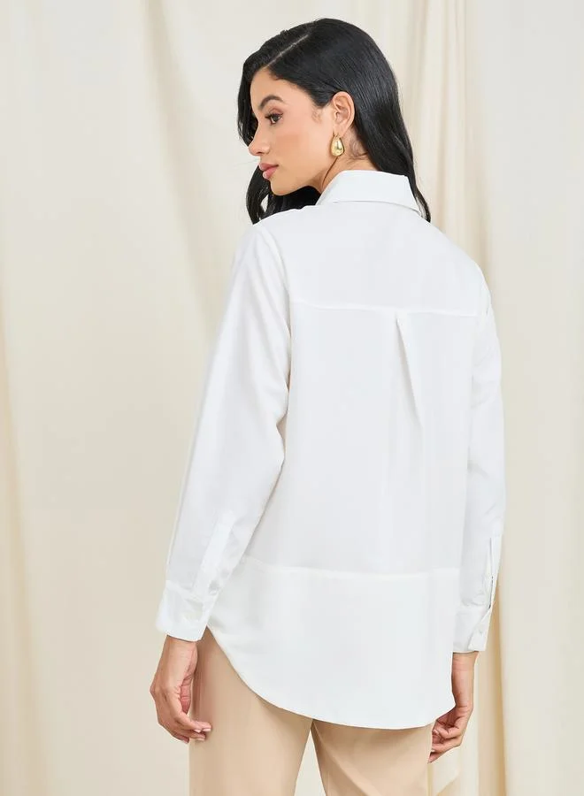 Styli Cotton Concealed Button Placket Shirt