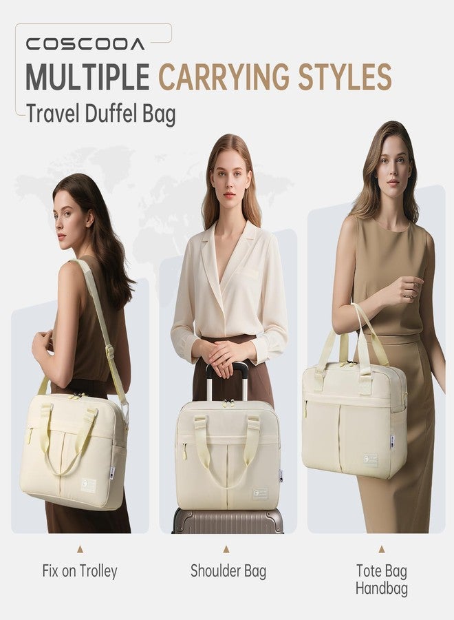 COSCOOA 40x30x15 cm Personal Item Travel Bag,Expandable 40x30x25cm Carry on Duffel Bag,Flight Approved Underseat Carry-on Bag, Beige, 40x30x15cm/16x12x6inch, Casual - Image 3