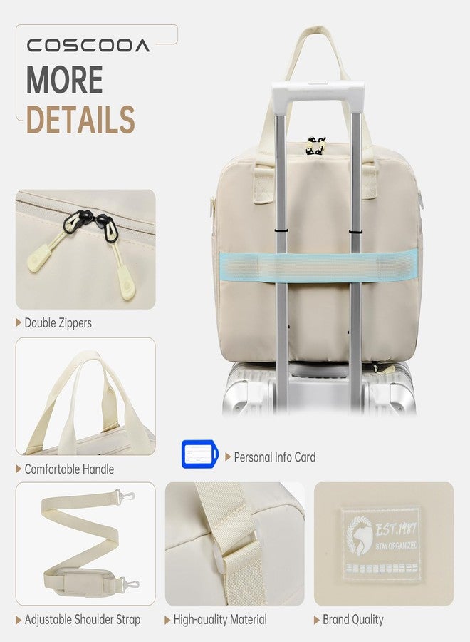 COSCOOA 40x30x15 cm Personal Item Travel Bag,Expandable 40x30x25cm Carry on Duffel Bag,Flight Approved Underseat Carry-on Bag, Beige, 40x30x15cm/16x12x6inch, Casual - Image 5